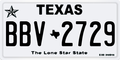 TX license plate BBV2729