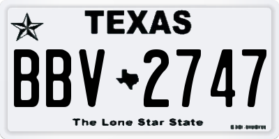 TX license plate BBV2747