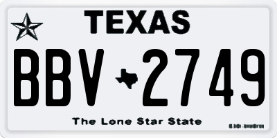 TX license plate BBV2749