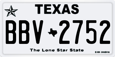 TX license plate BBV2752