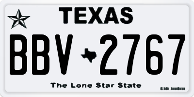 TX license plate BBV2767