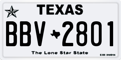 TX license plate BBV2801