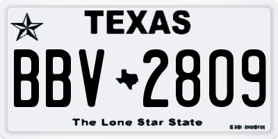 TX license plate BBV2809