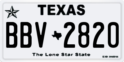 TX license plate BBV2820