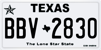 TX license plate BBV2830