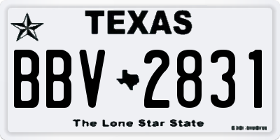 TX license plate BBV2831