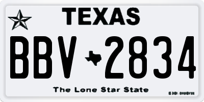 TX license plate BBV2834
