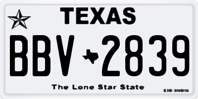 TX license plate BBV2839