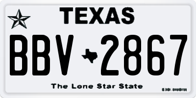 TX license plate BBV2867