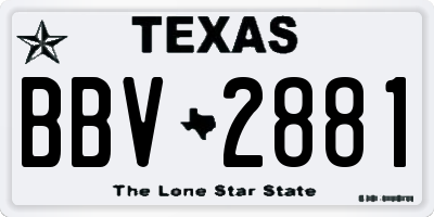 TX license plate BBV2881