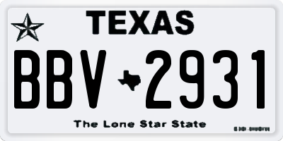 TX license plate BBV2931