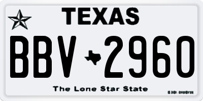 TX license plate BBV2960