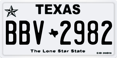 TX license plate BBV2982