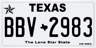 TX license plate BBV2983