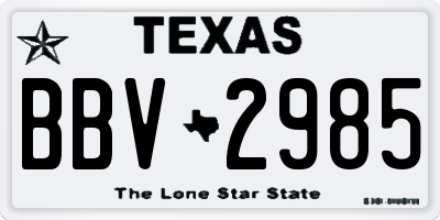 TX license plate BBV2985