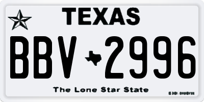 TX license plate BBV2996