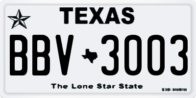 TX license plate BBV3003