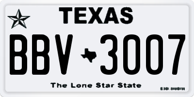 TX license plate BBV3007