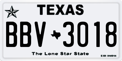 TX license plate BBV3018