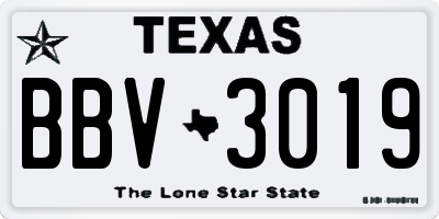 TX license plate BBV3019