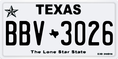 TX license plate BBV3026