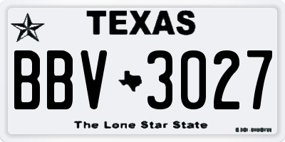 TX license plate BBV3027
