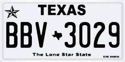TX license plate BBV3029