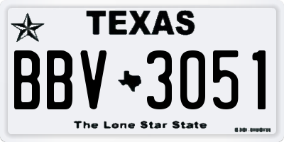 TX license plate BBV3051