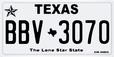 TX license plate BBV3070