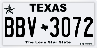 TX license plate BBV3072