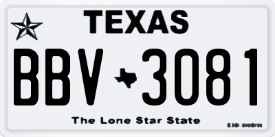 TX license plate BBV3081