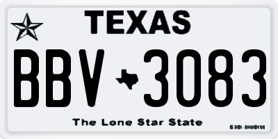 TX license plate BBV3083