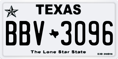 TX license plate BBV3096