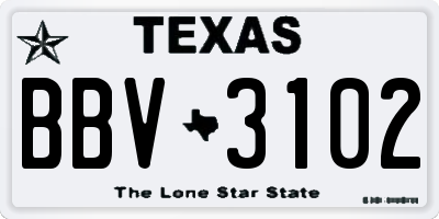TX license plate BBV3102