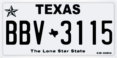 TX license plate BBV3115