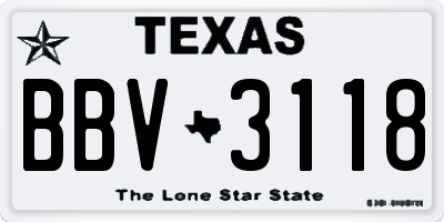 TX license plate BBV3118