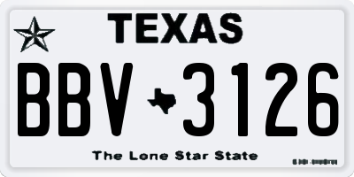 TX license plate BBV3126