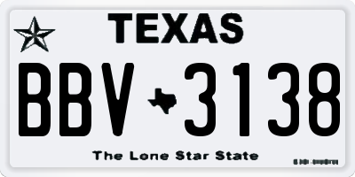 TX license plate BBV3138