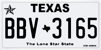TX license plate BBV3165