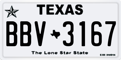 TX license plate BBV3167