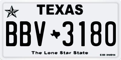 TX license plate BBV3180
