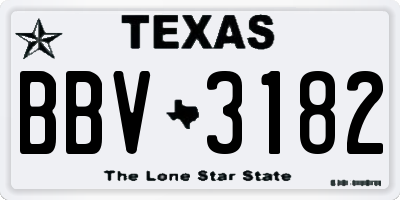 TX license plate BBV3182