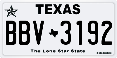 TX license plate BBV3192