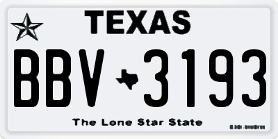TX license plate BBV3193