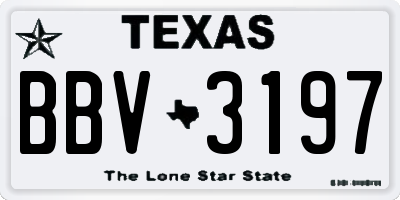TX license plate BBV3197
