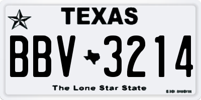 TX license plate BBV3214
