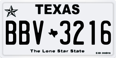 TX license plate BBV3216