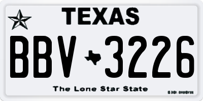 TX license plate BBV3226