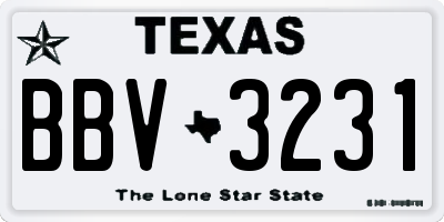 TX license plate BBV3231