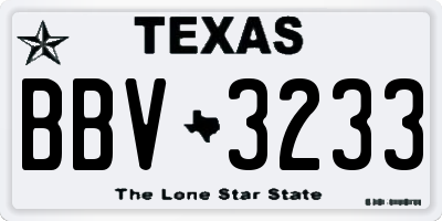 TX license plate BBV3233